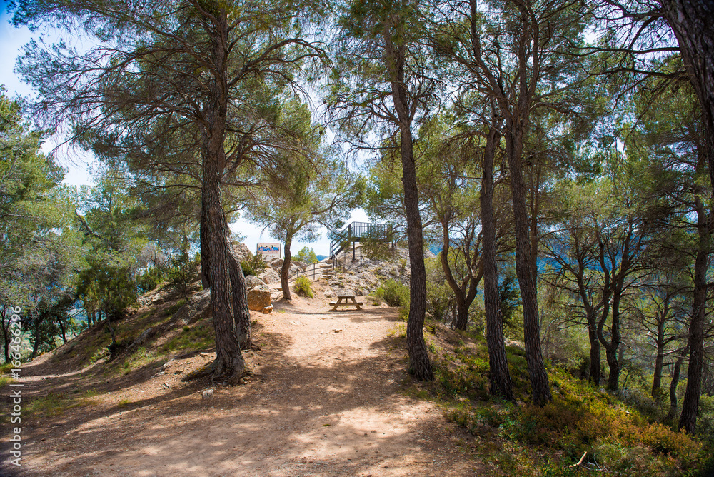 The observation deck in the mountains, Catalunya, Spain. The observation deck in the mountains, Catalunya, Spain.