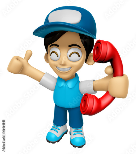 3D Delivery Service Man Mascot Please call me today. Work and Job Character Design Series 2.