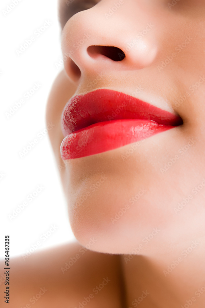 A woman red lipstick A woman red lipstick