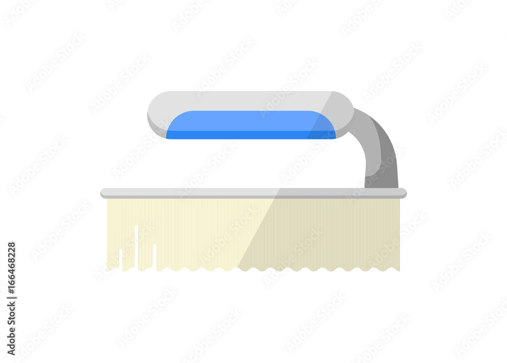 Plastic sweeping brush isolated icon in flat style. House cleaning tool, housework supplies vector illustration Plastic sweeping brush isolated icon in flat style. House cleaning tool, housework supplies vector illustration