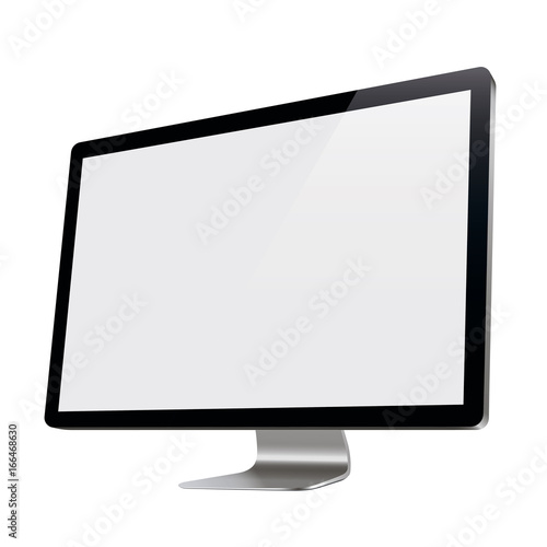 Computer display, monitor, realistic, 3D, isolated - stock vector.