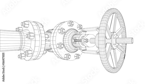 Industrial valve. Vector rendering of 3d
