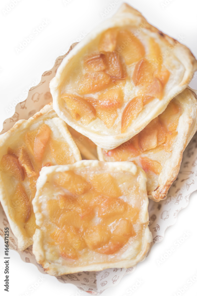 Homemade puffs with peach, vertical frame