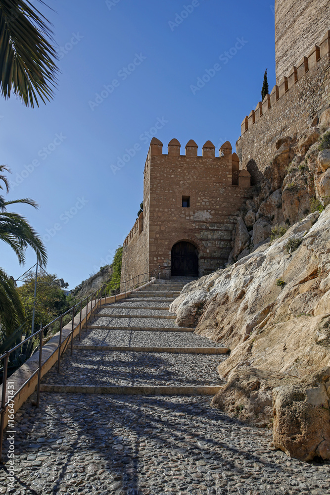 entrance to the Alcazaba of Almería- moorish fortress in Andalusia, Spain