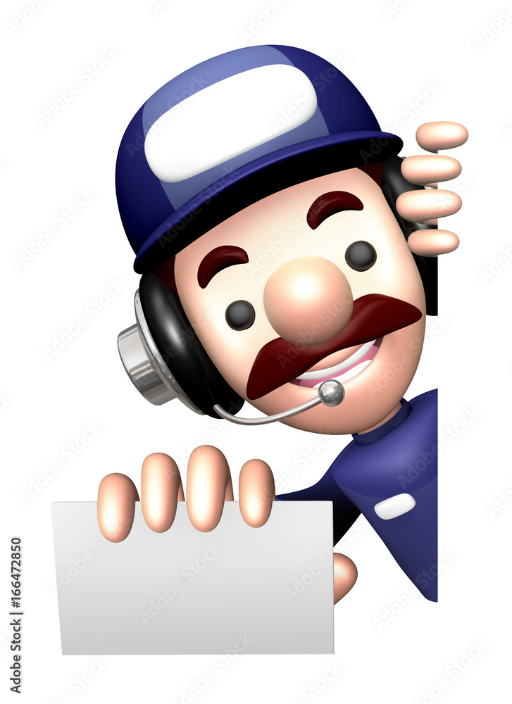 3D Repairman Mascot is holding a visiting card and Board. 3D Repairman Mascot is holding a visiting card and Board.