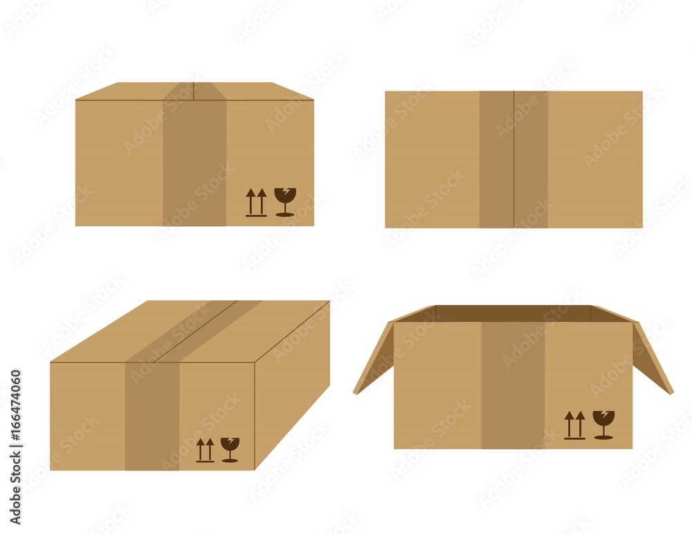 Cardboard Box Set Cartoon Illustration Vector Cardboard Box Set Cartoon Illustration Vector
