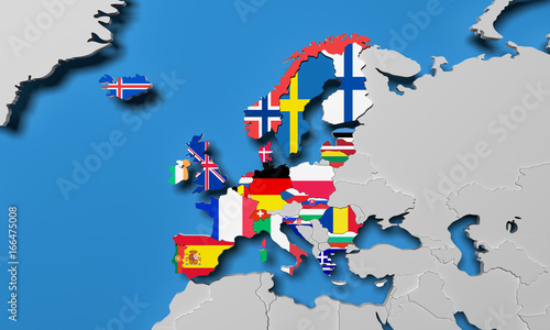European Economic Area 3d render map