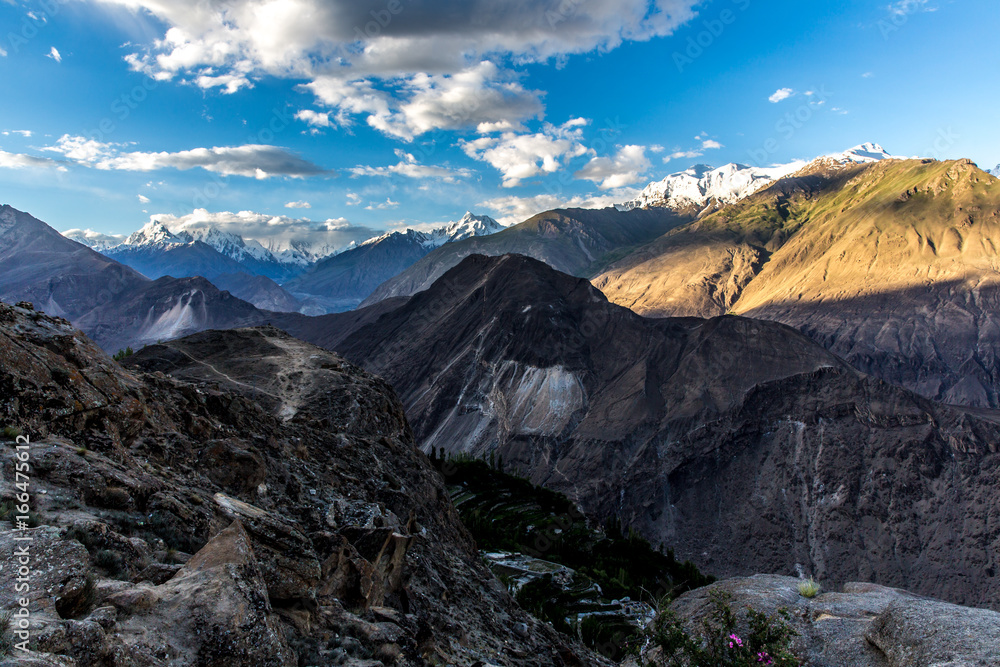 The breathtaking dawn of the Hunza Valley from Duiker hill, Pakistan