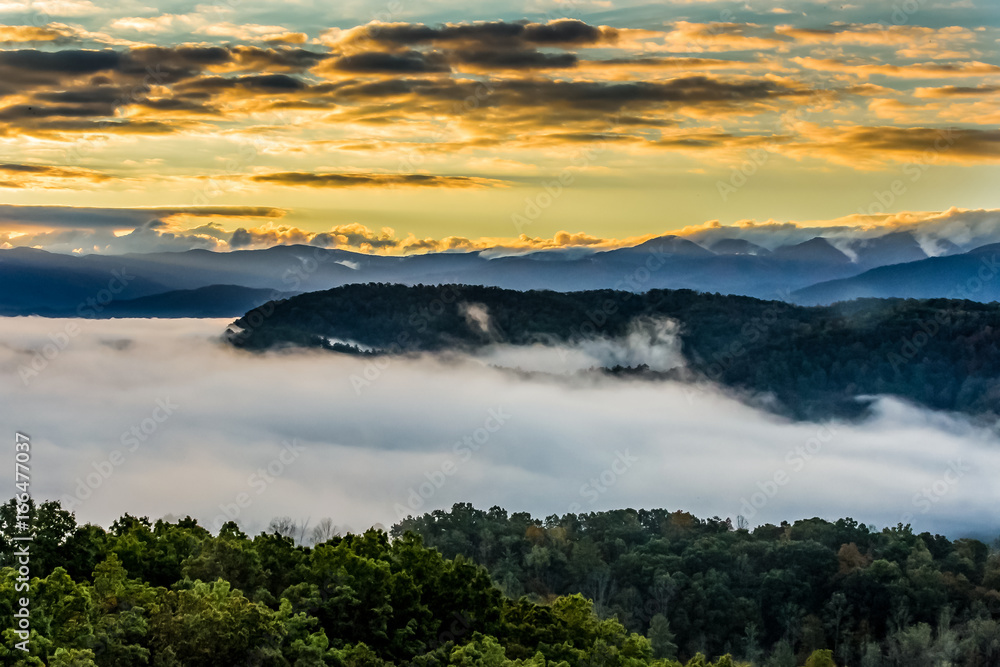 Early Sunrise at the Foot Hills mountains of Tennessee