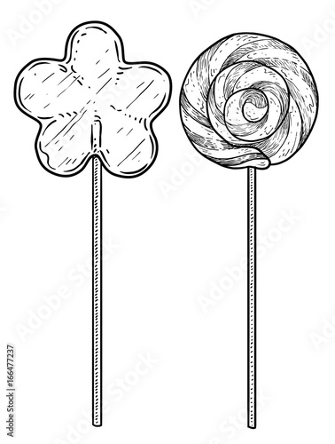 Lollipop illustration, drawing, engraving, ink, line art, vector