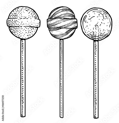 Lollipop illustration, drawing, engraving, ink, line art, vector