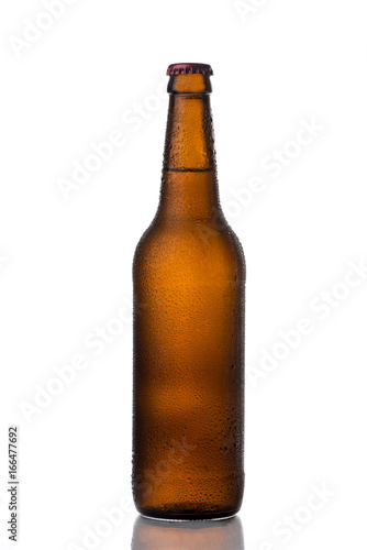 A bottle of brown beer
