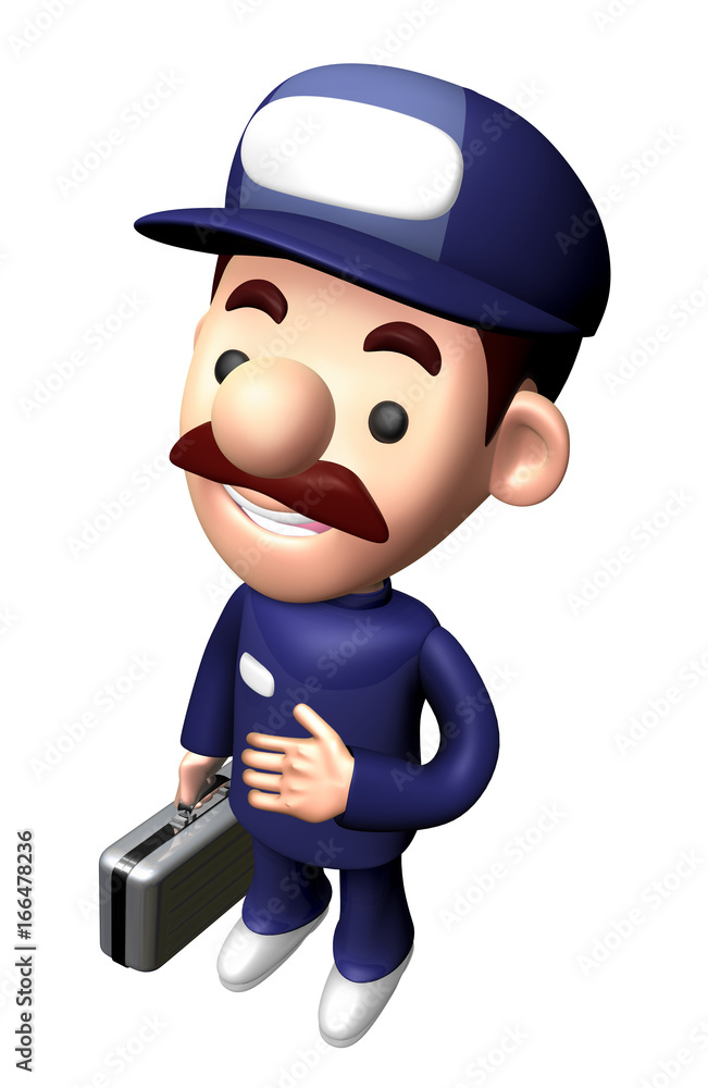 3D Mechanic Character Go on a business trip. 3D Mechanic Character Go on a business trip.
