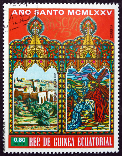 Postage stamp Equatorial Guinea 1975 Cross Monastery in Jerusalem