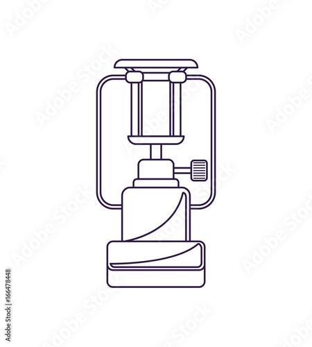 Portable camping stove icon isolated vector illustration. Campsite equipment in flat design. Hiking traveling, nature vacation concept.