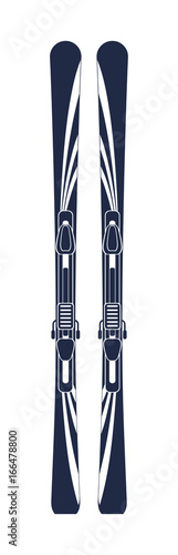 Modern winter skis isolated vector icon. Outdoor activity, nature traveling, skiing equipment element.