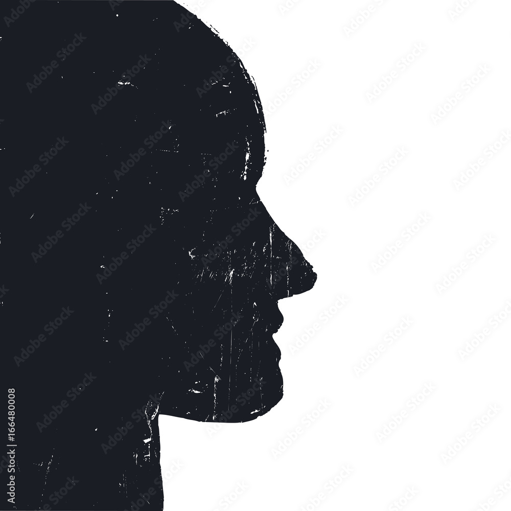 Human head symbol background. Grunge styled. Vector illustration.