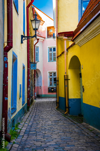 A colourful valley in the old town of Tallinn, Estonia