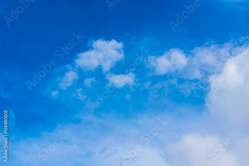 Blue sky background with tiny clouds. White fluffy clouds in the blue sky