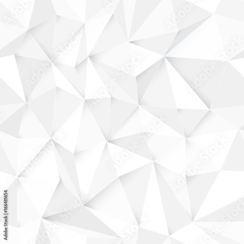 White 3D triangle pattern, seamless vector. Vector design texture. White Low Poly Pattern Background