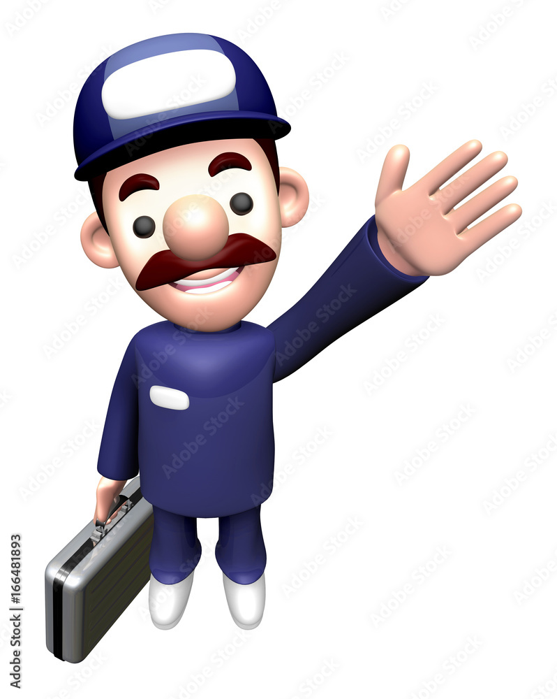 3D Repairman Character Carry briefcase to guide. 3D Repairman Character Carry briefcase to guide.