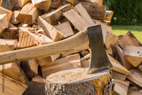 Chopping wood on the block