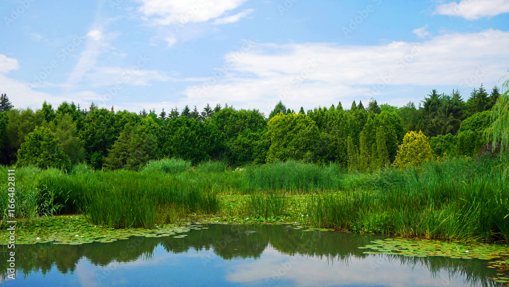 Beautiful lake in the earth of Montreal, Canada