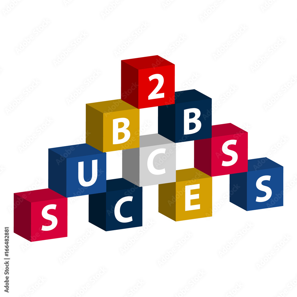 3D color cube with text business to business isolated on white background 3D color cube with text business to business isolated on white background