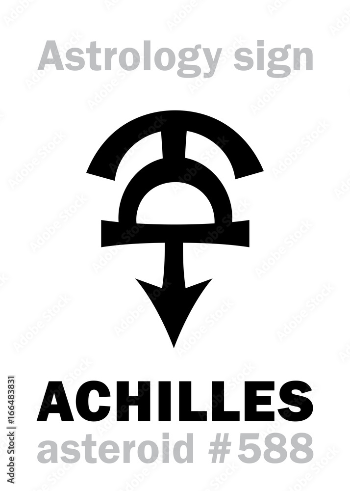 Astrology Alphabet ACHILLES, asteroid 588. Hieroglyphics character