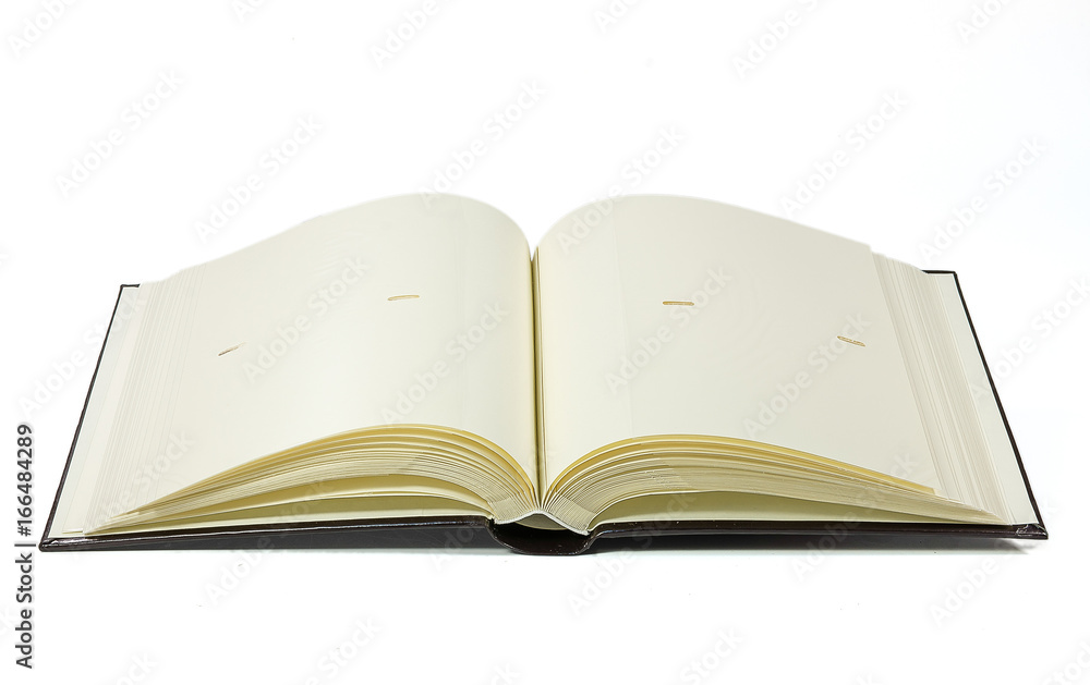 Opened book with blank pages on a white background Opened book with blank pages on a white background