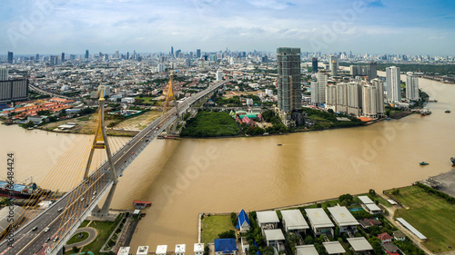Photography topview bridge of bangkok city , landscape  Thailand