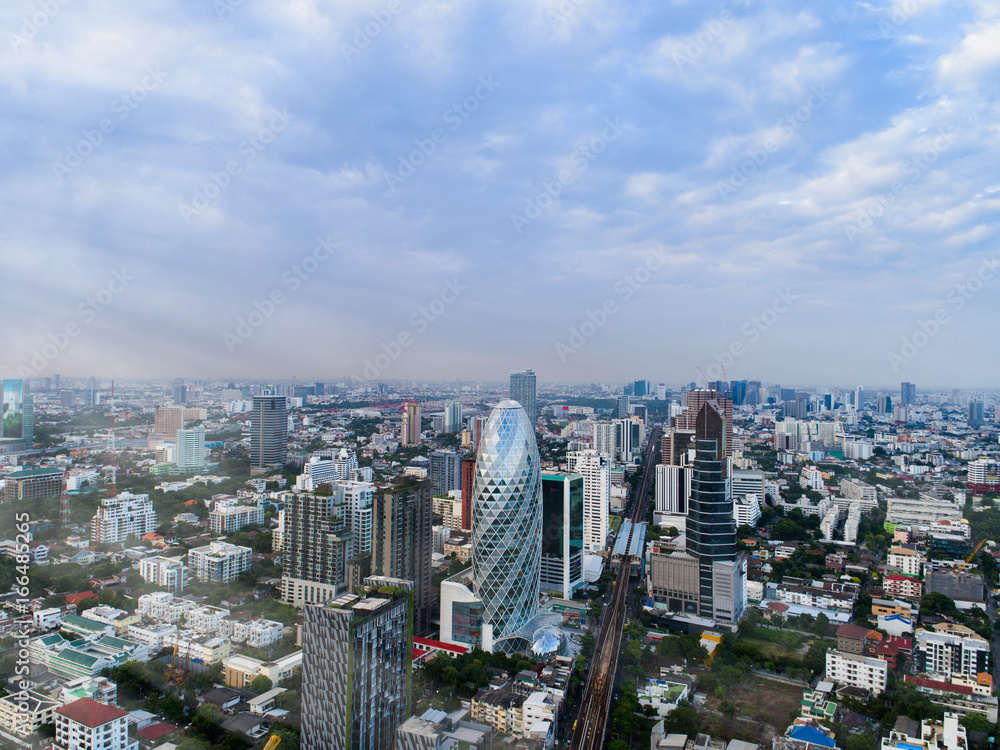 Aerial view modern office buildings Real estate, Bangkok Thailand Aerial view modern office buildings Real estate, Bangkok Thailand