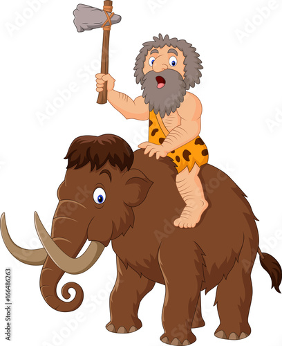 Caveman riding a mammoth