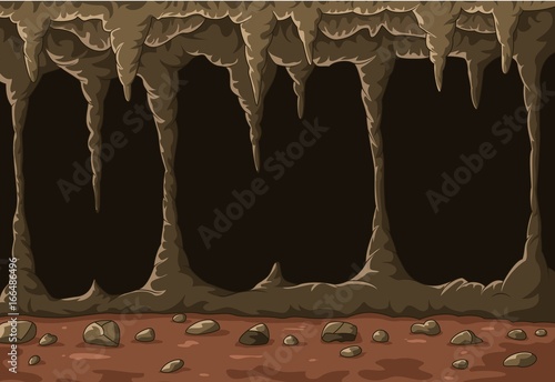 Cartoon the cave with stalactites