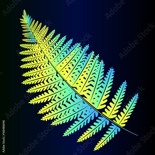 Bright neon fern leaf - exotic plant