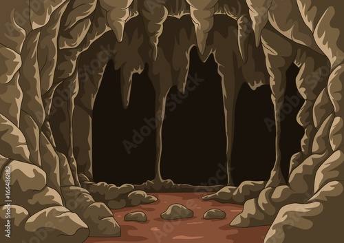 Cartoon the cave with stalactites