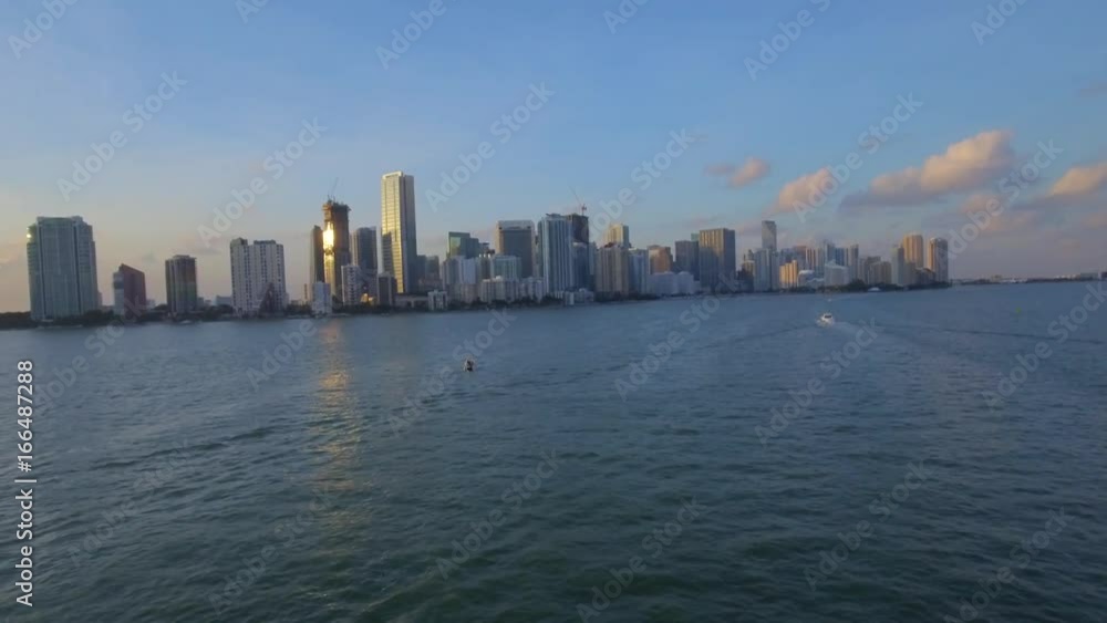 Beautiful Aerial shot entering Miami from the ocean Beautiful Aerial shot entering Miami from the ocean