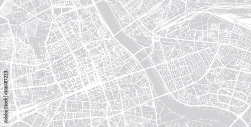 Urban city map of Warsaw, Poland