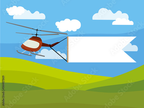 Advertising banner and helicopter