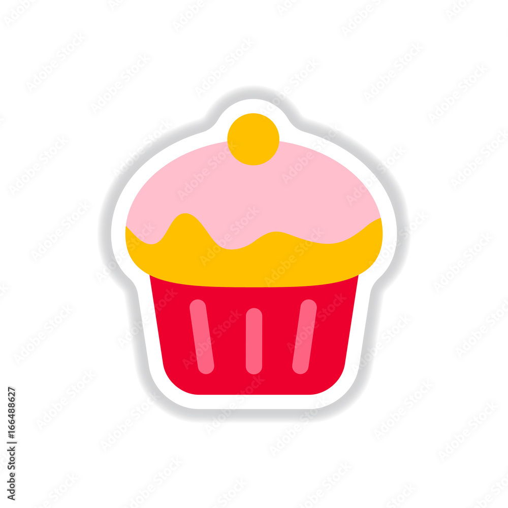 Vector illustration in paper sticker style Cupcake Vector illustration in paper sticker style Cupcake