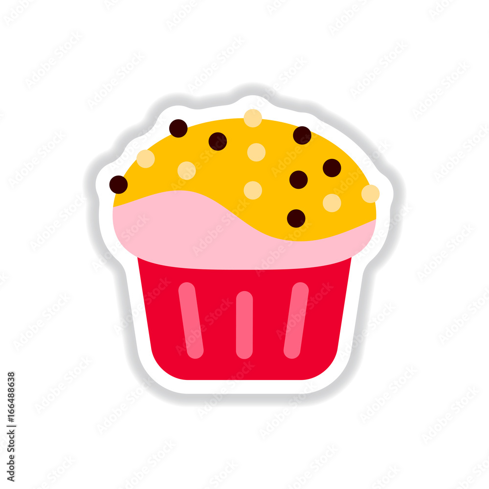 Vector illustration in paper sticker style Cupcake Vector illustration in paper sticker style Cupcake