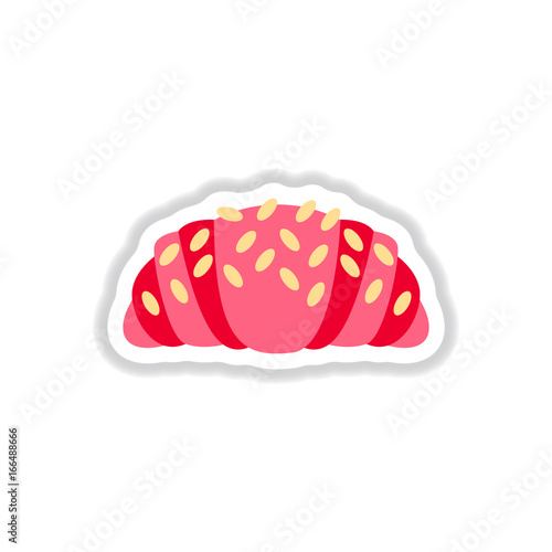 Vector illustration in paper sticker style Croissant