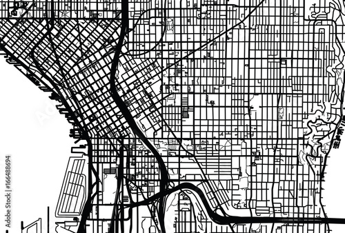 Urban city map of Seattle, Washington