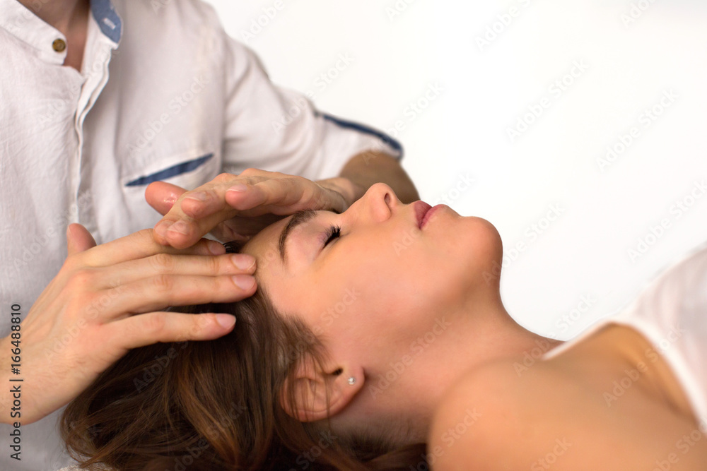 Fototapeta premium Face Massage Close-up of a Woman in Spa