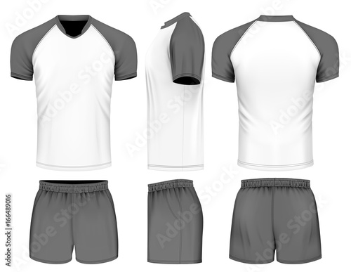 Rugby uniform jersey and shorts. Vector illustration.