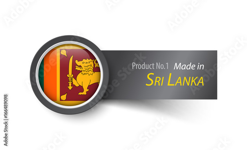 Flag icon and label with text made in Sri Lanka