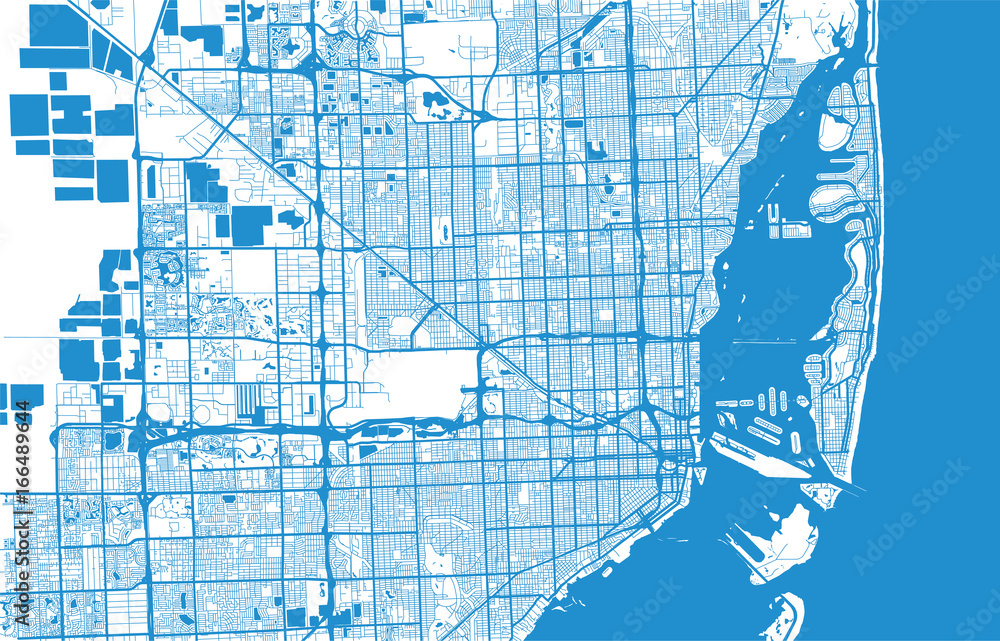 Fototapeta premium Urban city map of Miami, Florida