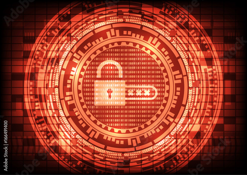 Malware Ransomware virus encrypted files and show key padlock with code on binary code and gear background. Vector illustration cybercrime and cyber security concept.