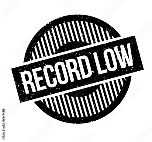 Record Low rubber stamp. Grunge design with dust scratches. Effects can be easily removed for a clean, crisp look. Color is easily changed.