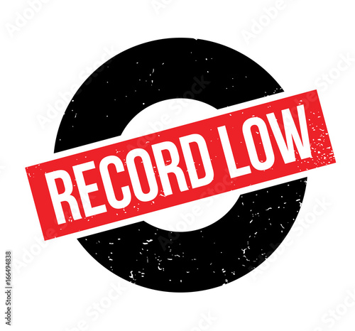 Record Low rubber stamp. Grunge design with dust scratches. Effects can be easily removed for a clean, crisp look. Color is easily changed.